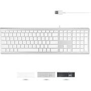 Macally Ultra Slim Compact Wired Keyboard with Numeric Keypad, Scissor-switch, White