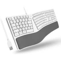 Macally Wired Ergonomic Keyboard for Mac - Split Keyboard with Wrist Rest - Natural and Comfortable Ergo Keyboard Wired, Compatible Apple Keyboard with Numeric Keypad - USB Keyboard for MacBook iMac