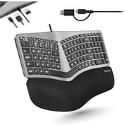 Macally Wired Ergonomic Keyboard for Mac, USB Hub, Backlit