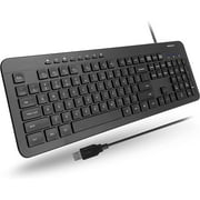 Macally Wired Keyboard, Full Sized Ergonomic Computer Keyboard Wired - Slim External Keyboard for Laptop and Desktop - USB Keyboard with Numeric Keypad - Windows PC Keyboard for Office and Home