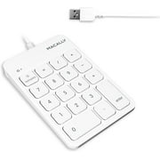 Macally Wired USB Number Pad for Laptop - Slim USB Numeric Keypad with 5ft Cable, Plug and Play 18 Keys - Keyboard Numpad Compatible with Windows PC and Mac - Perfect Add On 10 Key USB Keypad - White