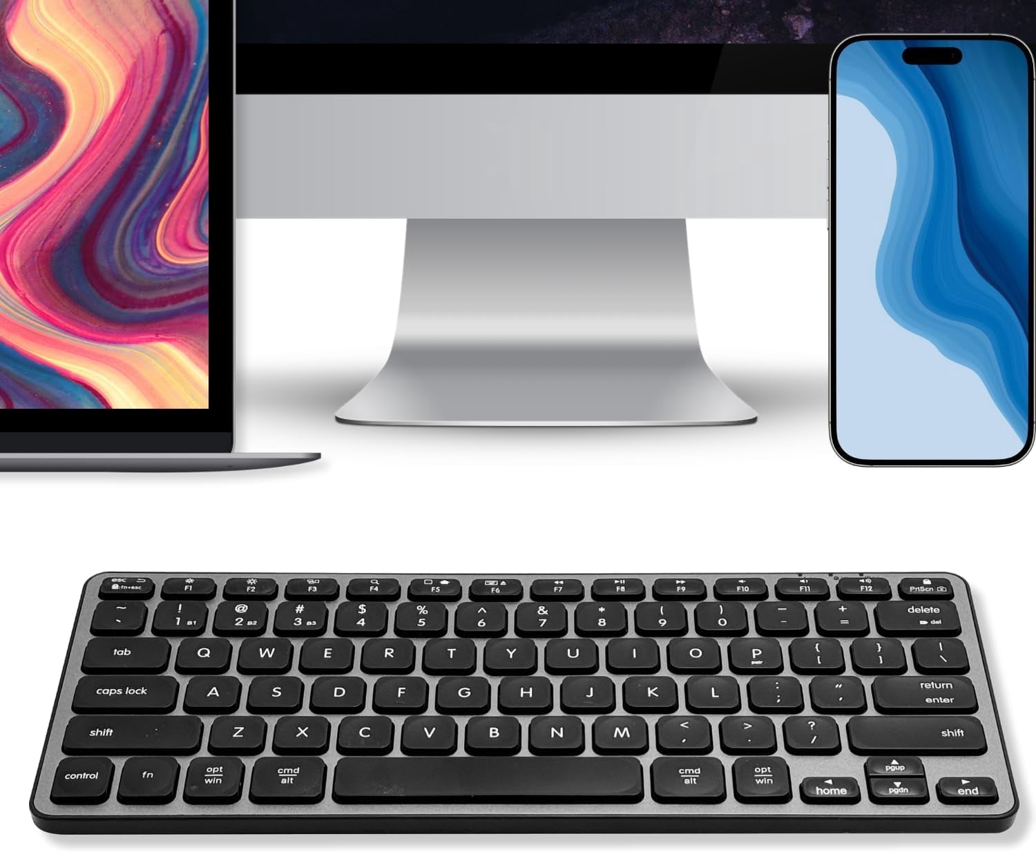 Macally Wireless Bluetooth Keyboard for Mac - Premium Multi Device Connectivity - Compatible Apple Keyboard for MacBook Pro/Air, iMac, Mac mini, iPad, Laptop, and PC