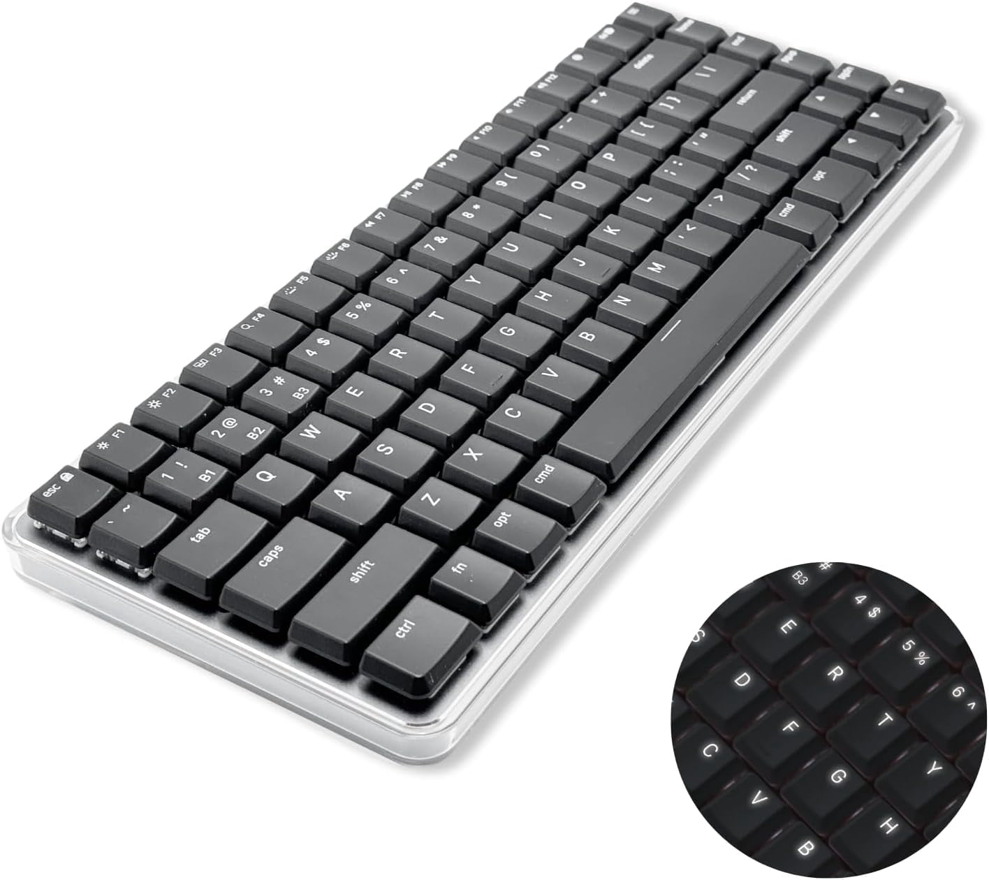 Macally Wireless Mechanical Keyboard for Mac | Compatible Bluetooth Apple Keyboard (75% Size, Blue Tactile Switches)  Compact, Multi Device, Backlit for MacBook Pro/Air, iMac, Mac Mini/Pro