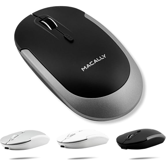 Macally Wireless Bluetooth Mouse for Mac, MacBook Pro/Air, iPad, Laptop, and PC - Quiet Click and Comfortable Apple Wireless Mouse - Rechargeable - Space Gray