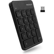 Macally Wireless Number Pad for Laptop - Slim 2.4G USB Number Keypad - 18 Key Rechargeable Numeric Keypad with USB Receiver for Data Entry - 10 Key Numpad Keyboard for Mac, MacBook - Black
