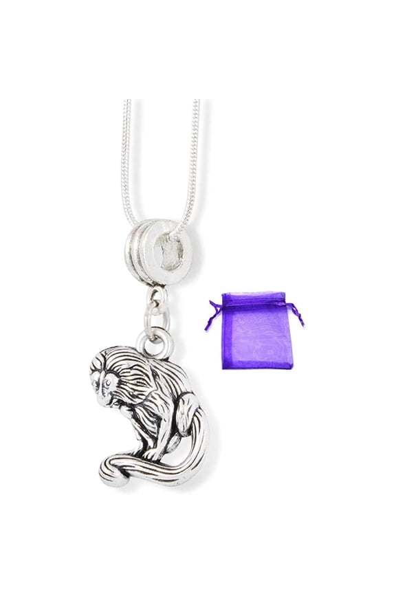 Macaque Long Tailed Monkey Necklace Pendant Jewelry