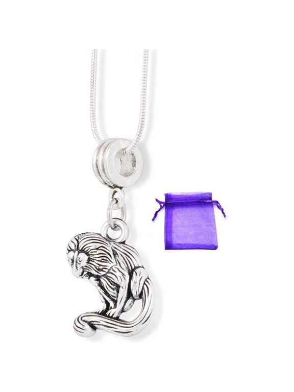 Macaque Long Tailed Monkey Charm Pendant Necklace