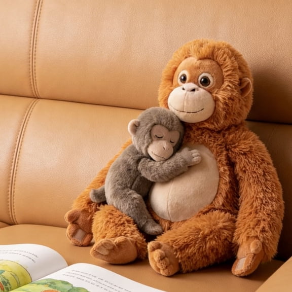 Macaque Monkey Stuffed Animal 13 inches, Punch Monkey Plushie Toy, Soft Cute Monkey Hugging Plush Toy