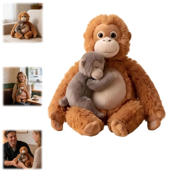 Macaque Monkey Stuffed Animal , Punch Monkey Plushie Toy, Soft Cute Monkey Hugging Plush Toy