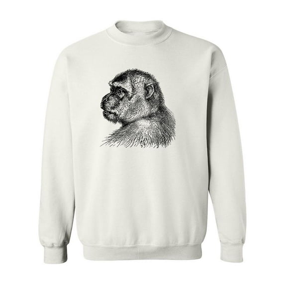 Macaque Pencil Drawing Sweatshirt Men -Image by Shutterstock, Male Small