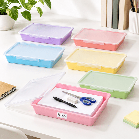 Marcaroni Recipe Macaron 13x10 Classroom Paper Storage Bins with Lids, Set of 6 ...