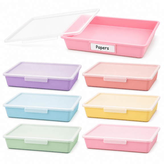 Macaron 13x10 Plastic Stackable Storage Bins with Latching Lids, Letter Size