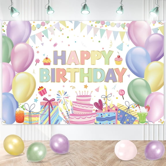 Macaron Birthday Backdrop for Girls, Pastel Birthday Party Decorations Banner Large Size Pastel Theme Birthday Sign Banner Colorful Macaron Photo Booth Prop for Women Girls Birthday 70.8 x 43.3 Inch