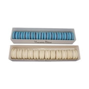 Blueberry & Vanilla Macaron Bites - 24 Count | Gourmet French Macarons with Rich Blueberry and Creamy Vanilla Flavors | Perfect for Parties, Gifts, and Dessert Lovers | Elegant Blue and White Macaron