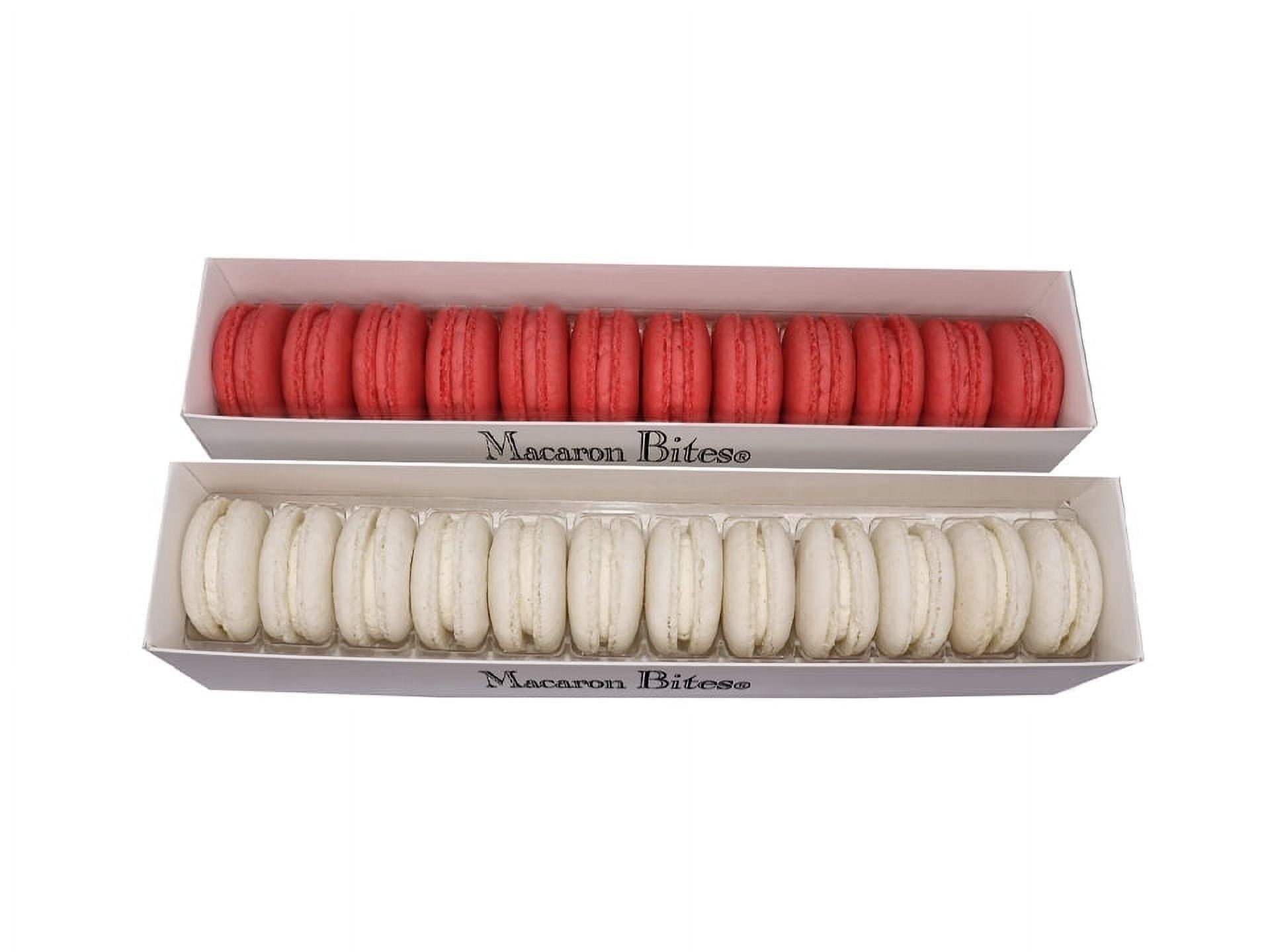 Macaron Bites Red Velvet and Vanilla Macaron Cookie Gift Box, 24 Count