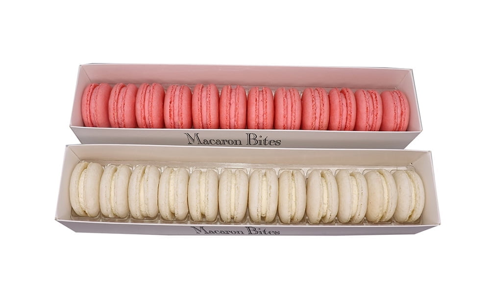 Macaron Bites Strawberry and Vanilla French Macaroon Cookies, 24
