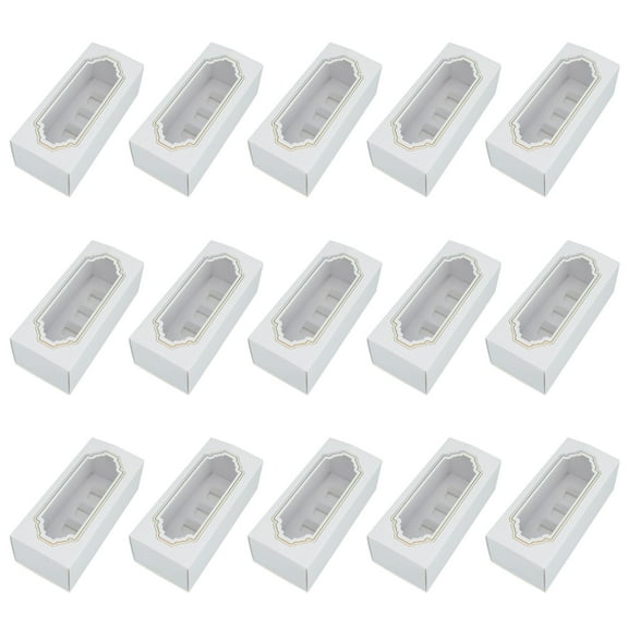 MEIBUTYUP White Macaron Boxes with Clear Window, Foldable Dessert Packaging Boxes, 15 Count for Parties and Events