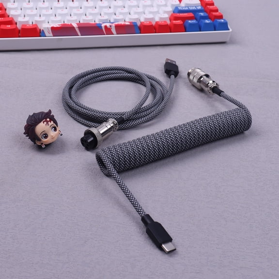Macaron Cable Custom Coiled Double Sleeved Type-C Cable for Mechanical Keyboard Mechanical Cable