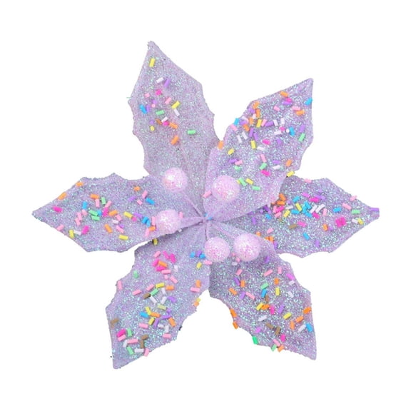 Macaron Christmas Artificial Flowers – Glitter Floral Ornaments for Tree, Wreath & Photo Props, Multicolor Holiday Decoration