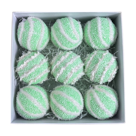 Macaron Christmas Ball Ornaments, 9 Pack 3.15 Inch Green Plastic Tree Decor