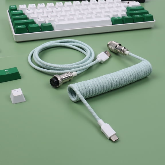Macaron Coiled Keyboard Cable for Gaming Keyboard Coiled USB C Cord Mechanical Keyboard Wire