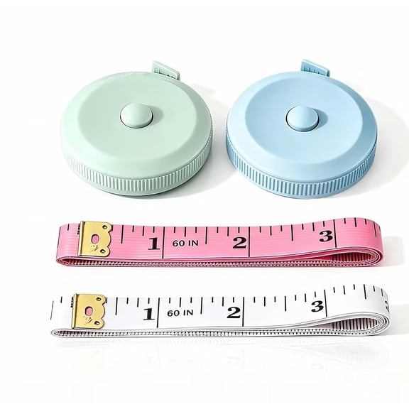 Macaron Color-Coded Tape Measure 4 Pack, 60" 150cm Soft Body Measuring Set, Dual Scale Inch/cm, Push-Button Retractable & Cloth Ruler for Dressmaking, Knitting, Sewing Fashion Crafting