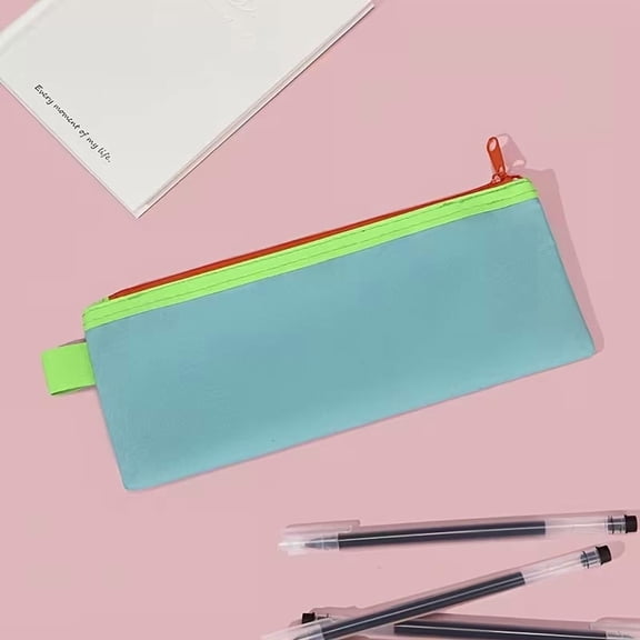 Macaron Color Pouch Case - Stylish Minimalist Flat Pencil Holder for Office & Travel, Lightweight Storage Bag for Desk Organization
