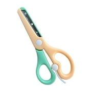 Macaron Color Training Scissors - Plastic Blunt Tip Craft Scissors with Elastic Handle Anti-Pinch Safety Design 5.4x2.5in(C)