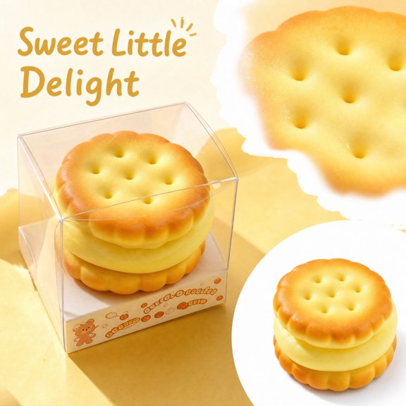 Macaron Cookie Squishy, 1Pc Soft Silicone Squeeze Toy In An Elegant Gift Box, Sensory Novelty For Collecting, Party Favors And Everyday Play