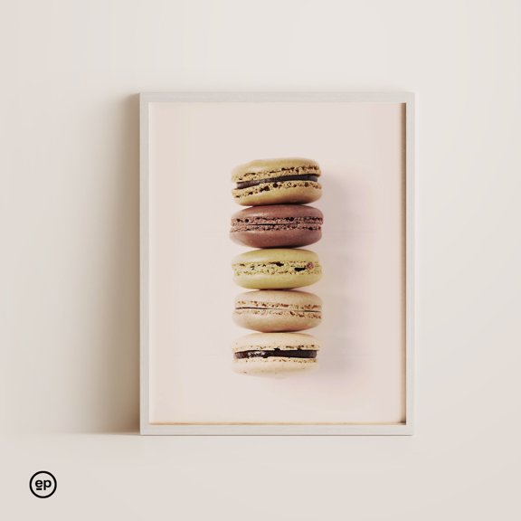 Macaron Dessert Poster, French Macaroon Wall Art, Baker Girl Food Poster, Kitchen Decor