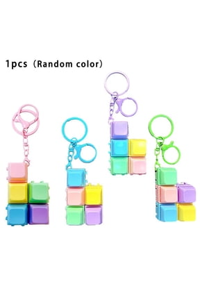 Macaron Fidget Keychain Stress Relief Keyring, 5 Button Clicker Toy for Anxiety, Cute Keyboard Keychain for Keys Bags, Portable Sensory Gift for Adults Kids