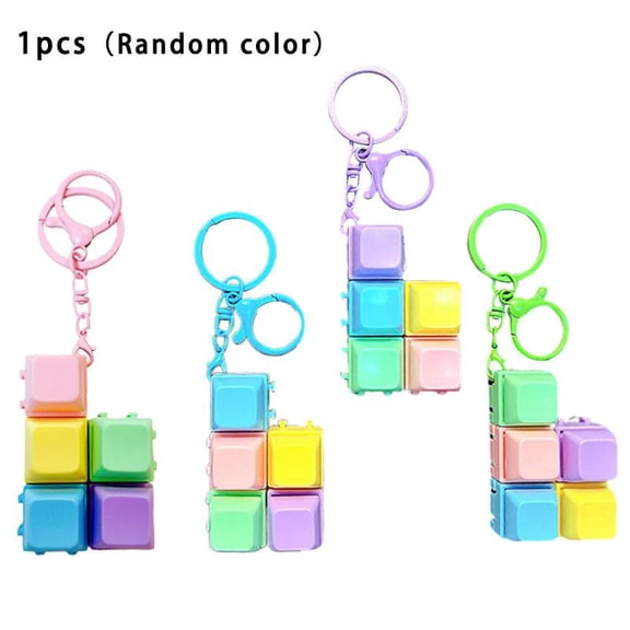 Macaron Fidget Keychain Stress Relief Keyring, 5 Button Clicker Toy for Anxiety, Cute Keyboard Keychain for Keys Bags, Portable Sensory Gift for Adults Kids