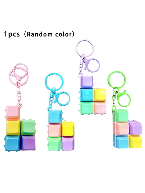 Macaron Fidget Keychain Stress Relief Keyring, 5 Button Clicker Toy for Anxiety, Cute Keyboard Keychain for Keys Bags, Portable Sensory Gift for Adults Kids