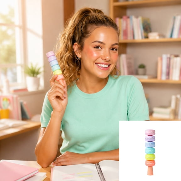 Macaron Highlighter Pen Set 6 Pack Fluorescent Markers for Note Taking Journaling Marking Office Work