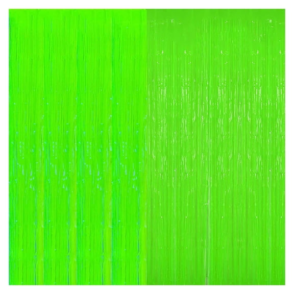 Macaron Light Glow in the Dark Foil Fringe Curtain with double sided tape in the Back, 3.2*6.4 ft Party Streamer Foil Curtain for Birthday, Halloween Decor Party Decorations