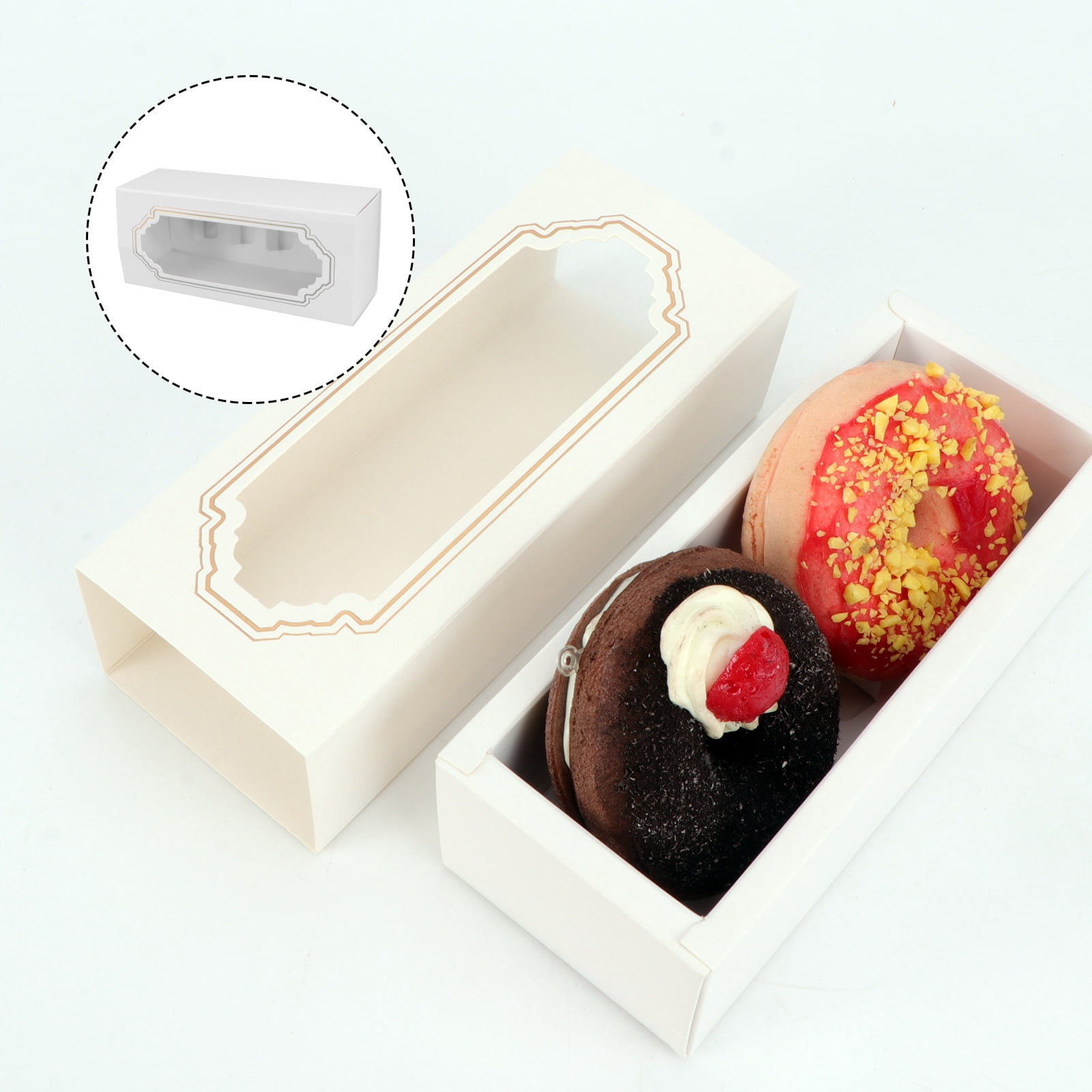 Macaron Paper Box with Window: 15pcs Retangle Cupcake Paper Boxes ...