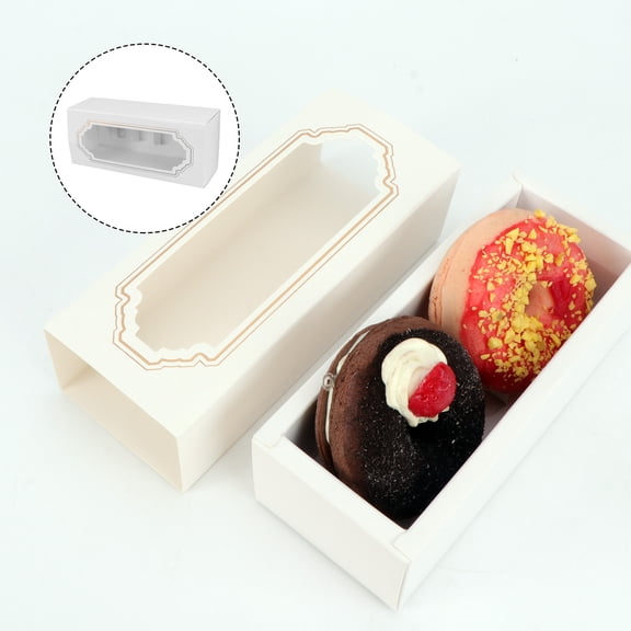 Macaron Paper Box with Window: 15pcs Retangle Cupcake Paper Boxes Bakery Carrier Boxes Small Macaron Containers for 5 Macarons