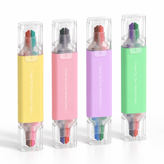 Macaron Pastel Dual Tip Highlighters, 4 Pack with 16 Vibrant Colors