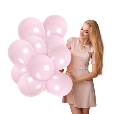 Macaron Pastel Pink Balloons - 12 Inch Latex Balloons - 100 Pack