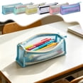 thumbnail image 1 of Large Capacity Pencil Case, Handheld Mesh Storage Bag, Macaron Color Multi Compartment Pen Pouch, for Students Back to School Supplies, Pink, 1 of 7