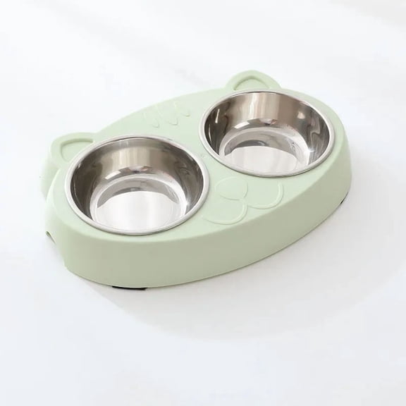 Macaron Pet Double Bowl Plastic Kitten Dog Food Drinking Tray Feeder Cat Feeding Pet Supplies Accessories