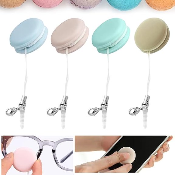 Macaron Phone Screen Cleaner,2024 New Macaron Mobile Phone Screen Cleaning Ball, Mobile Phone Screen Wipe Pendant (4 Pcs)
