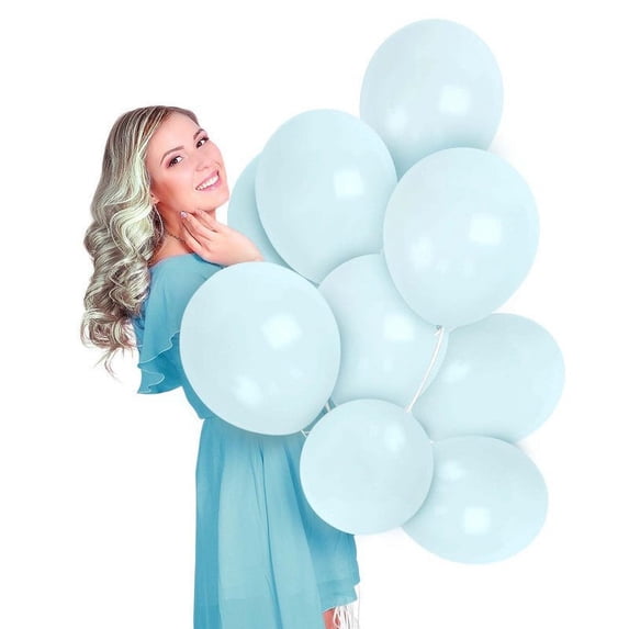 Macaron Powder Blue Balloons - 12 Inch Latex Balloons - 100 Pack
