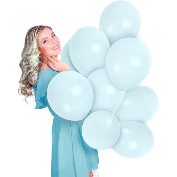 Macaron Powder Blue Balloons - 12 Inch Latex Balloons - 72 Pack