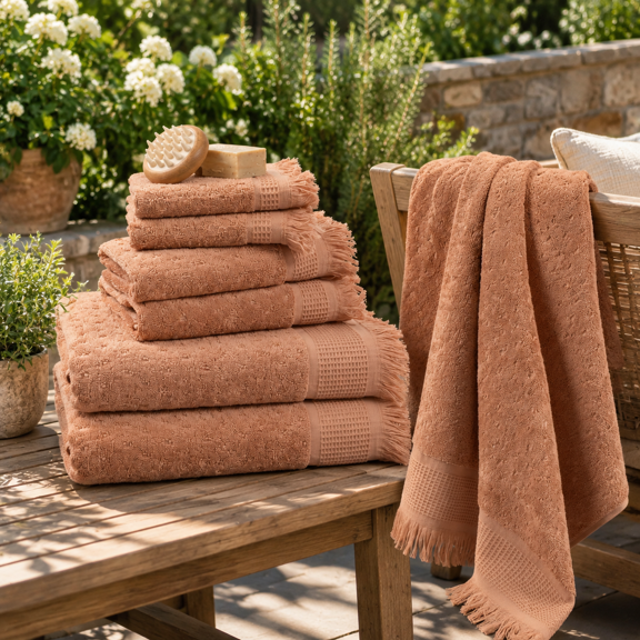 Macaron Set of 6 - 2 Bath, 2 Hand, 2 Washcloths Cotton Towel Set