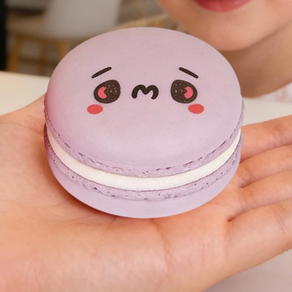 Macaron Shaped Stress Relief Toys for Adults, Squeeze Sensory Fidget Toys for Anxiety Relief, Soft Rubber Desk Toys with Slow Rising, 3.14x3.14x2.36 Inch Blue Pink White Purple Yellow