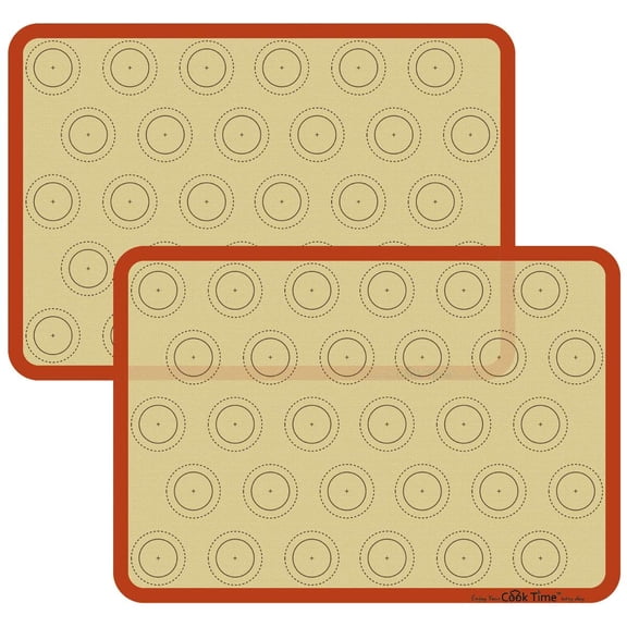 Macaron Silicone - Set of 2 Non Stick Silicon Macaroon Baking Sheet Cookie Liner(BPA Free/Reusable/Half Sheet),Perfect Cooking Kit for Macarons,Pastry,Cake and Bread Making (Red)