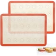 thumbnail image 1 of Macaron Silicone Baking Mats of 2 Half Sheet, Non-Stick Reusable Silicone Baking Mat with Macaron Cookie Template for Bake Pans & Rolling - Macaron Making Counter MatDough Rolling MatCookie Mat, 1 of 5
