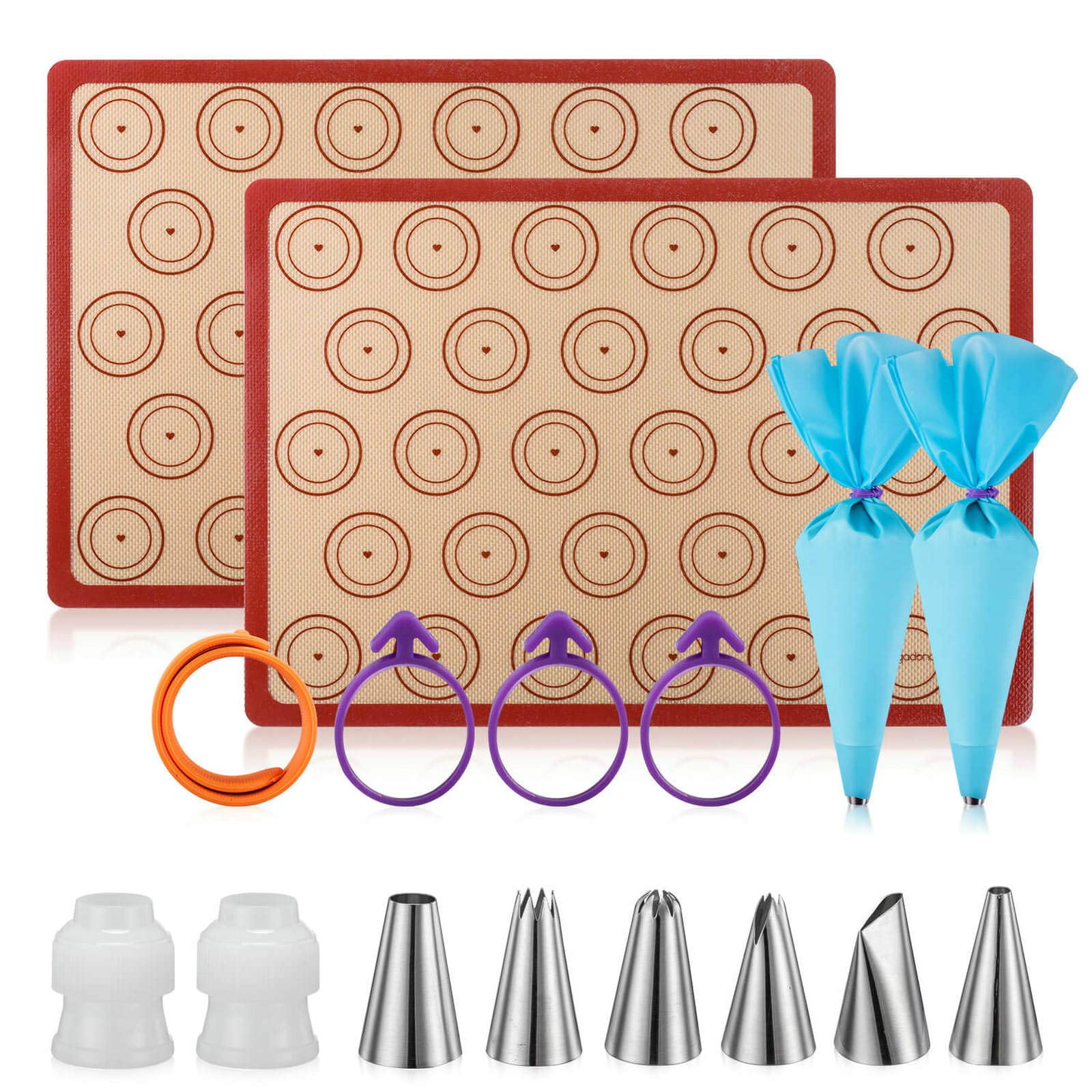 Macaron Silicone Baking Mats Kit (16pcs set) Macaroon Baking Mat Set of ...