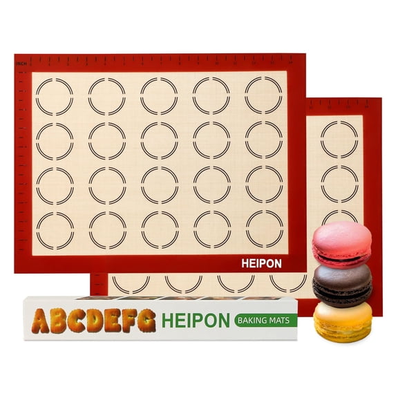 Macaron Silicone Baking Mats Red Border 2pcs 15.7Lx11.8W
